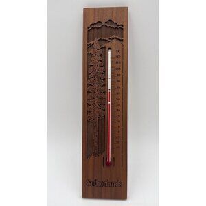 Sutherlands Genuine American Walnut Laser Engraved Wall Thermometer Tree Design